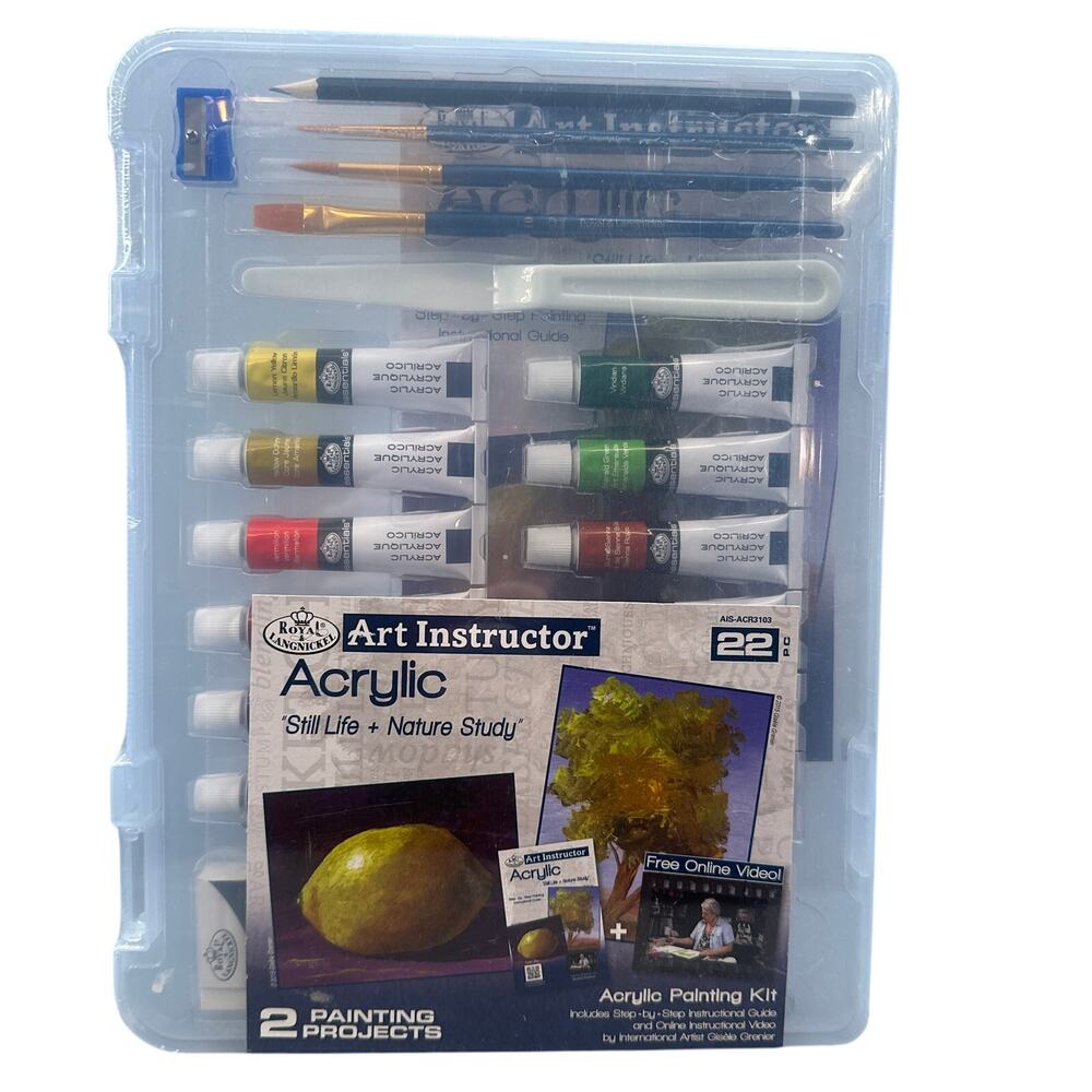 Royal Langnickel Art Instructor Acrylic Painting Kit 22pc Still Life Nature Stud